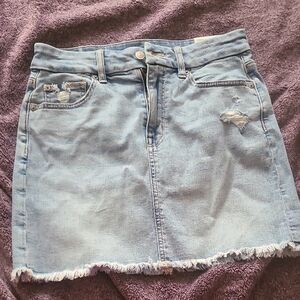 American Eagle Outfitters Light Blue Distressed Mini Skirt